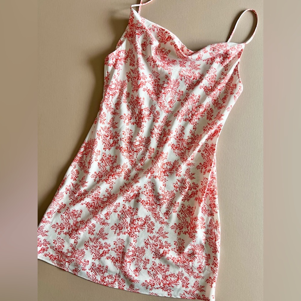 Urban Outfitters Floral Toile Print Cowl Neck Mini Dress